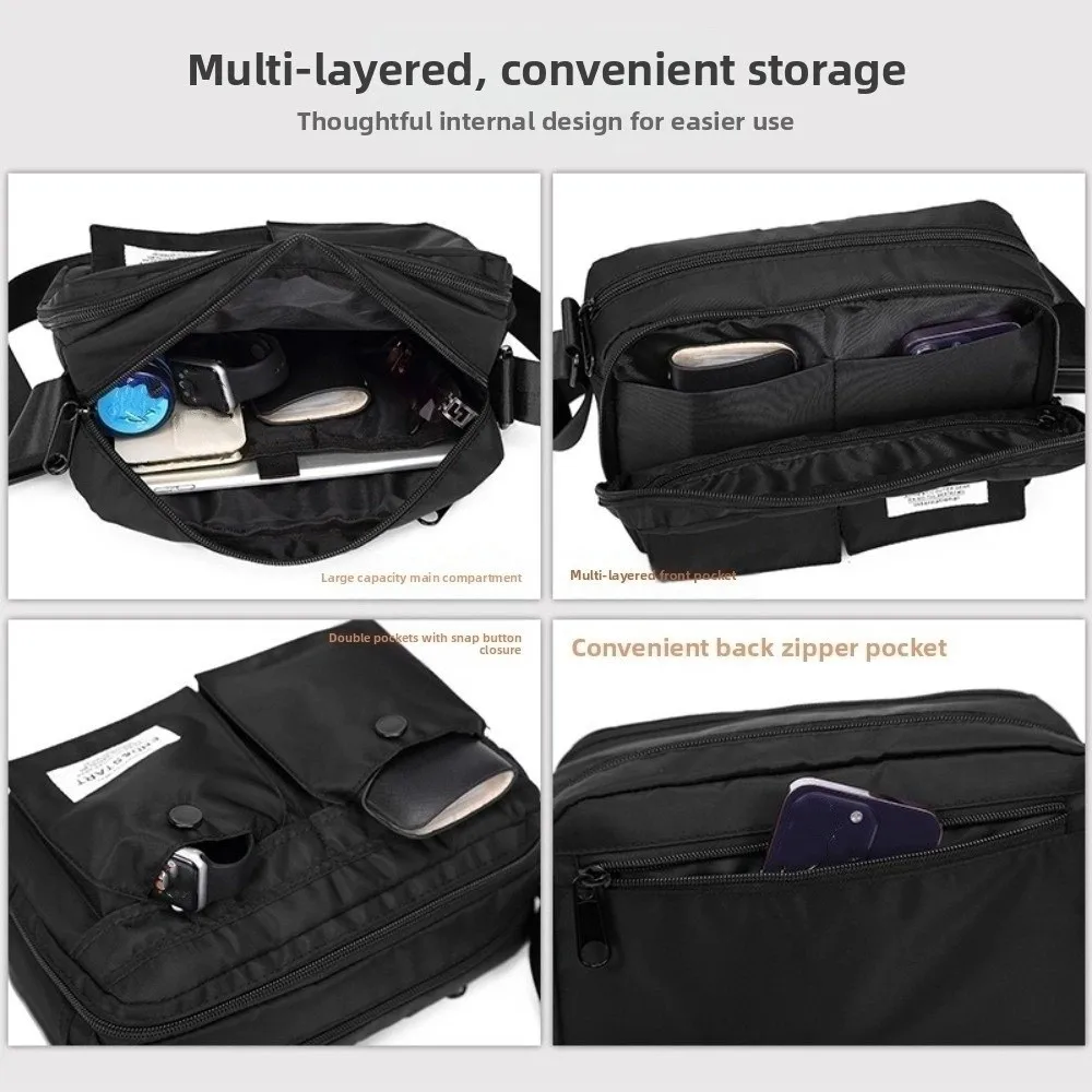 Satchel Japanese Style Men Crossbody Bag Casual Zip Closure Work Messenger Bag Simple Design Trendy School Sling bag Streetwear