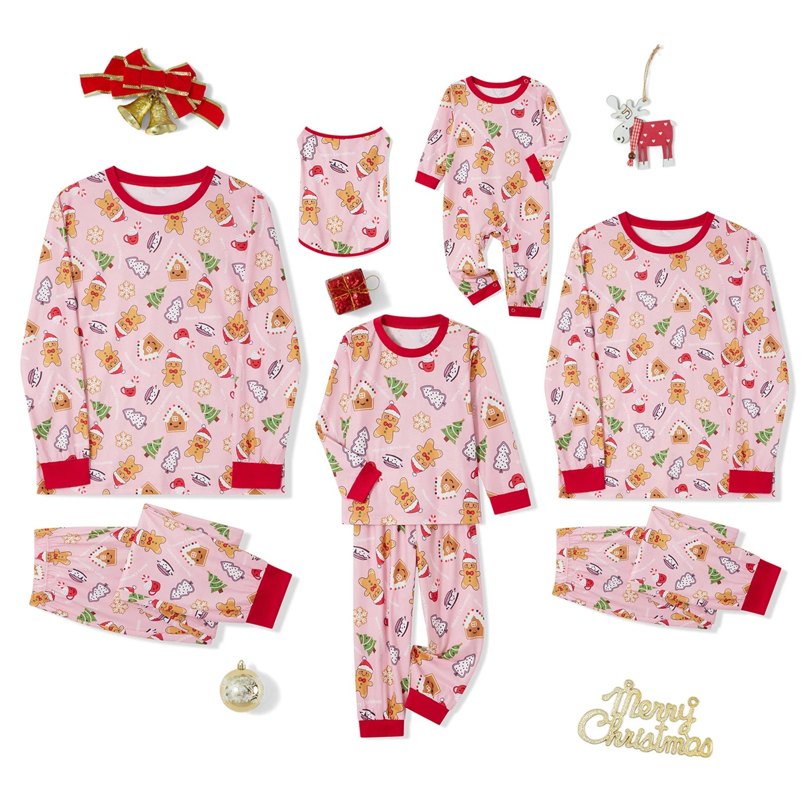 Family Matching Christmas Pajama Set Christmas Tree Print Long Sleeve Tops Elastic Waist Pants for Fall Winter 2024