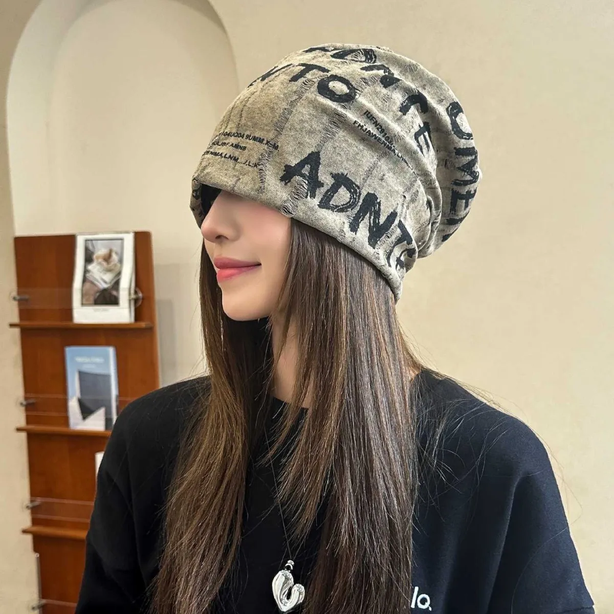 

Autumn and Winter Outdoor Sports Pullover Hat Confinement Hat Hole Printing Stack Hat Cold Hat