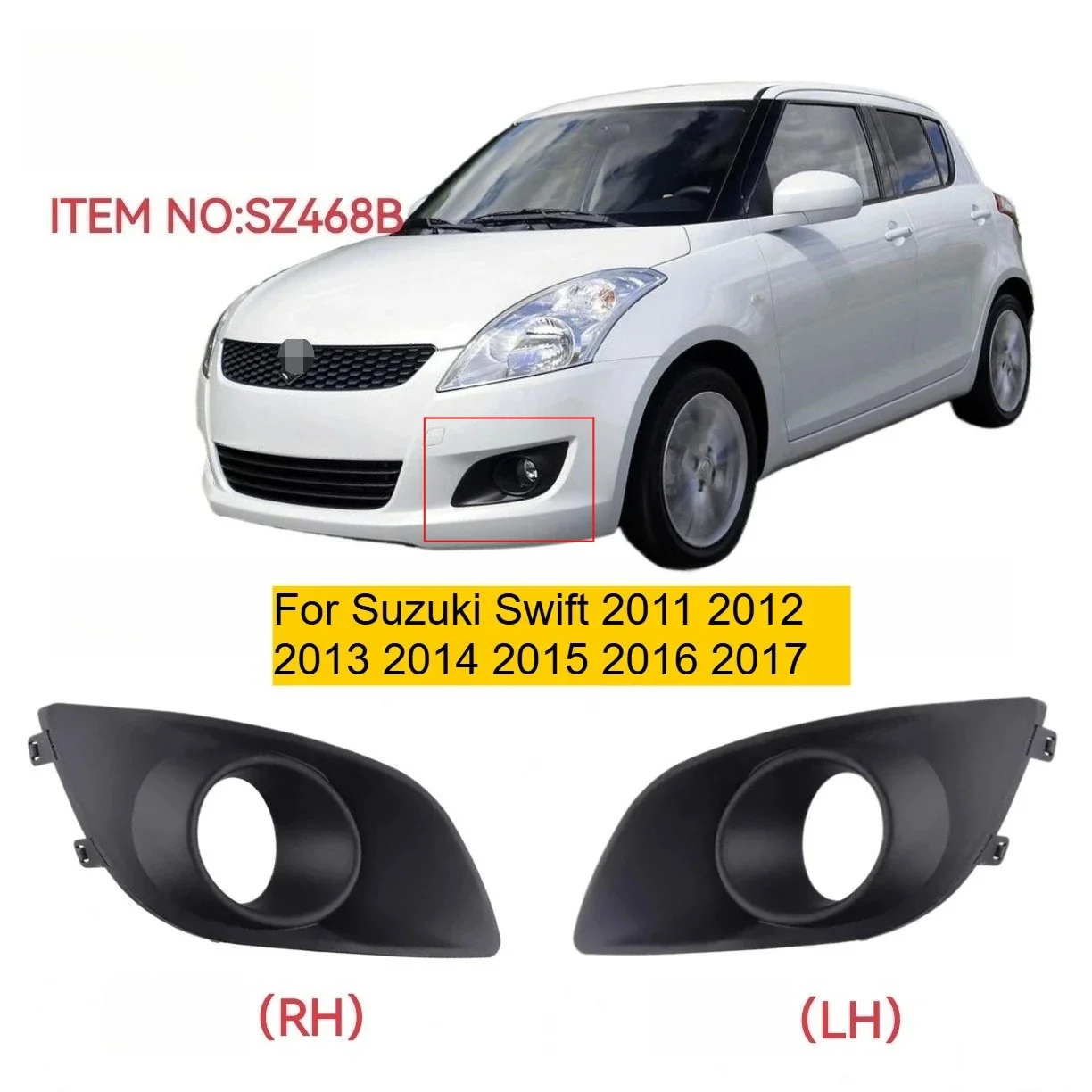 Side Fog Light Bezel Frame Cover Front Black Plastic For Suzuki Swift 2011 New Pro