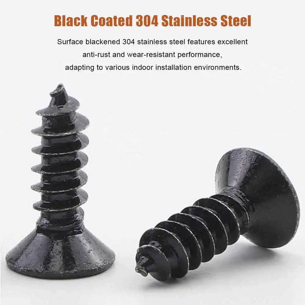 M2 M3 M4 Six Lobe Torx Countersunk Self Tapping Screw with Pin Black Stainless Steel Star Flat Head Security Tapping Wood Screws