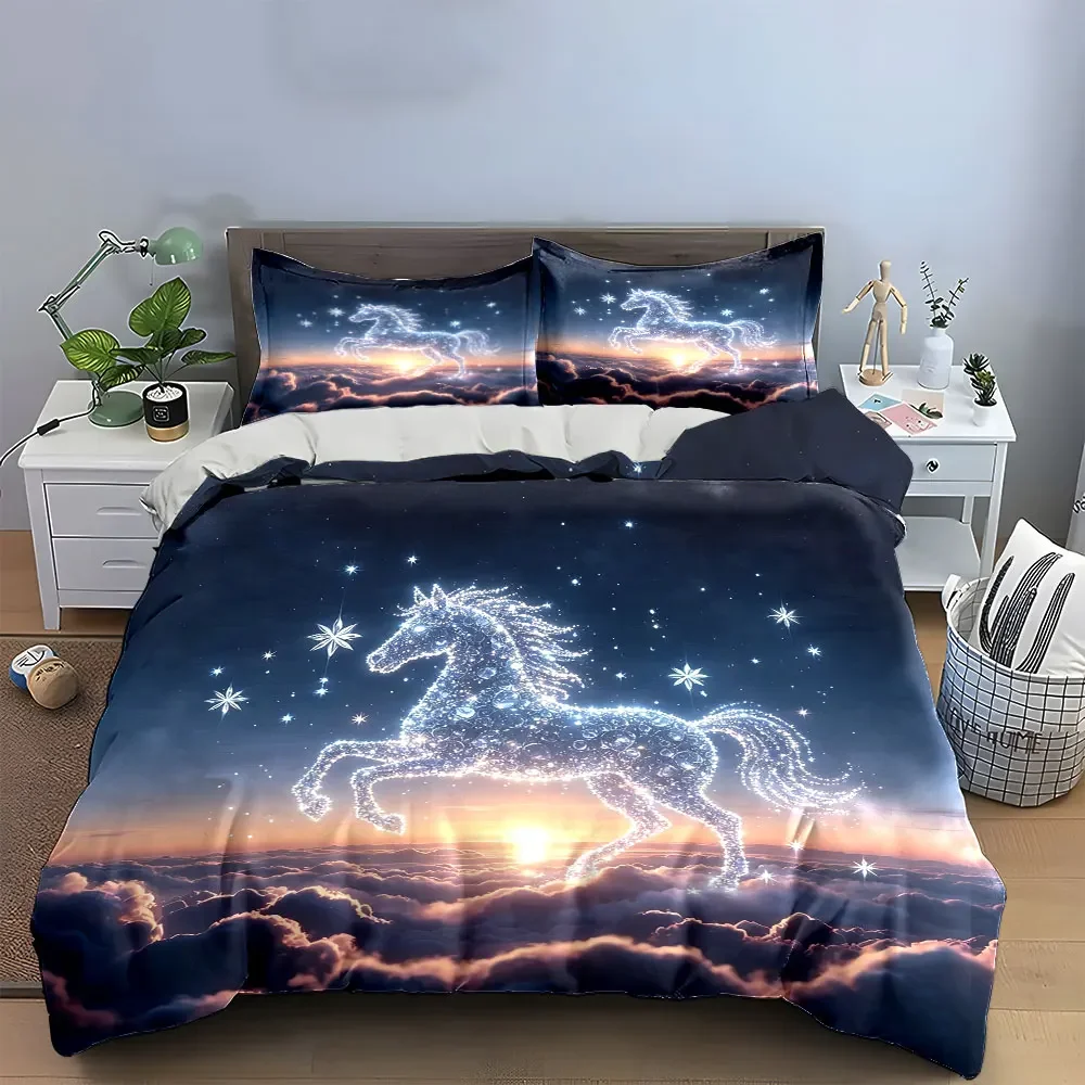 

"Crystal Horse Home Decor Set" Soft Comfortable Duvet Cover Bedding Set Included 1*Duvet Cover & 2*Pillowcases, gift