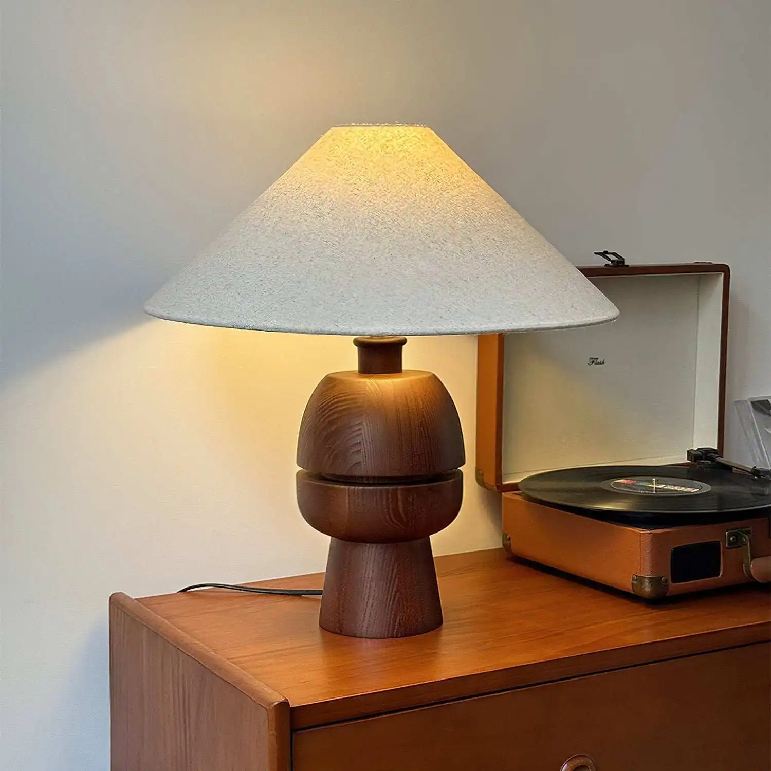 Bedroom study American retro designer atmosphere high sense solid wood bedside lamp