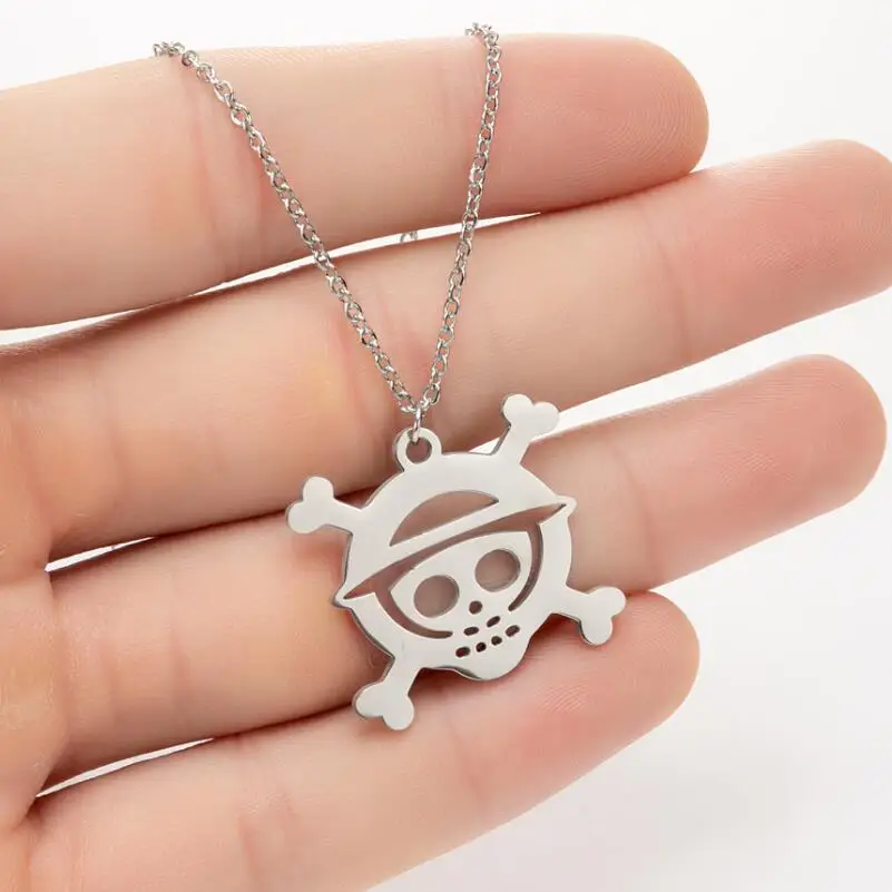 One Piece Stainless Steel Necklaces Skeleton Pirate Pendants Chain Choker Necklace All-match Jewelry Decor Charm Birthday Gifts