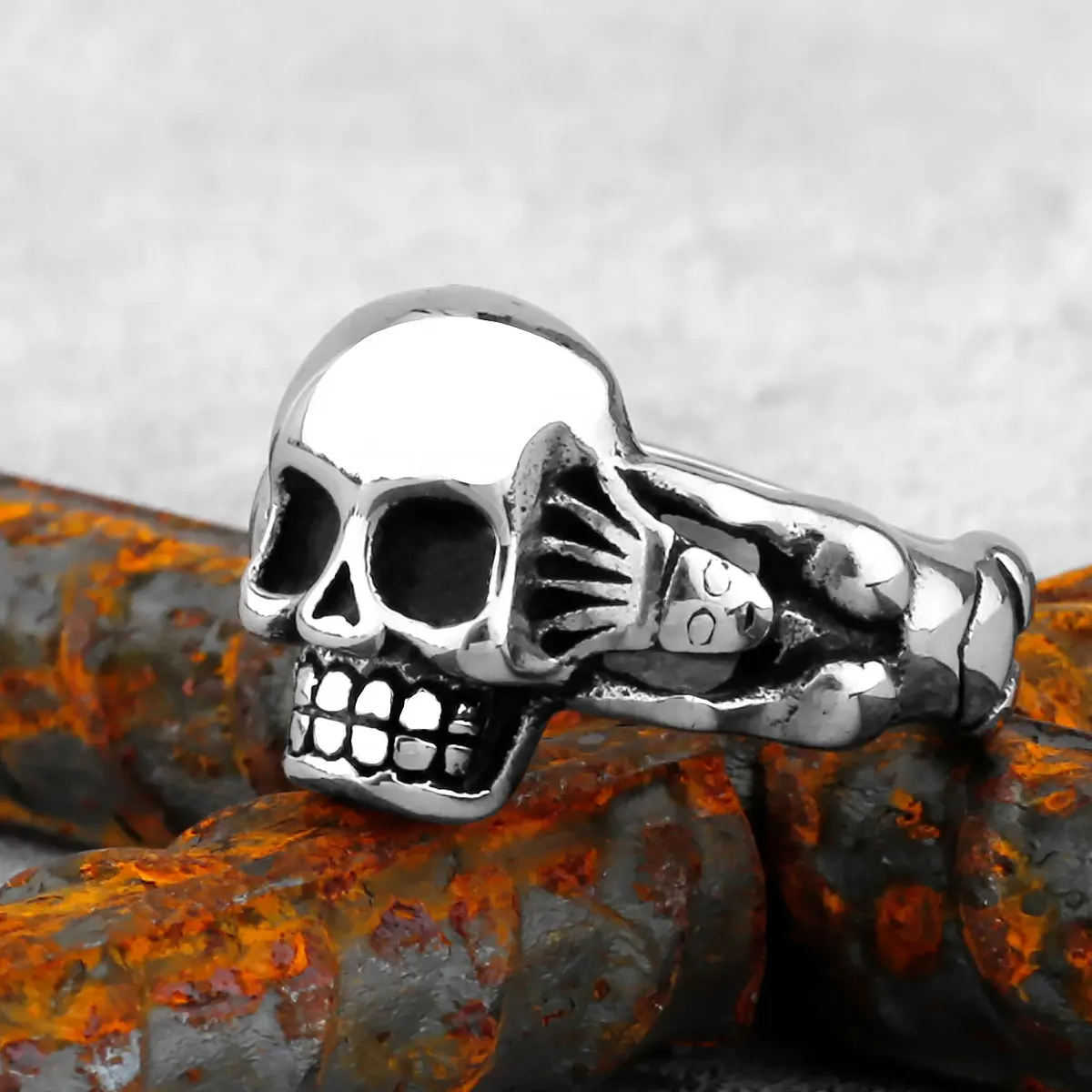 

Gothic Stainless Steel Skull Rings Man Punk Rock Skeleton Men Ring Male Punk Rock Party Jewelry Accessories Wholesale