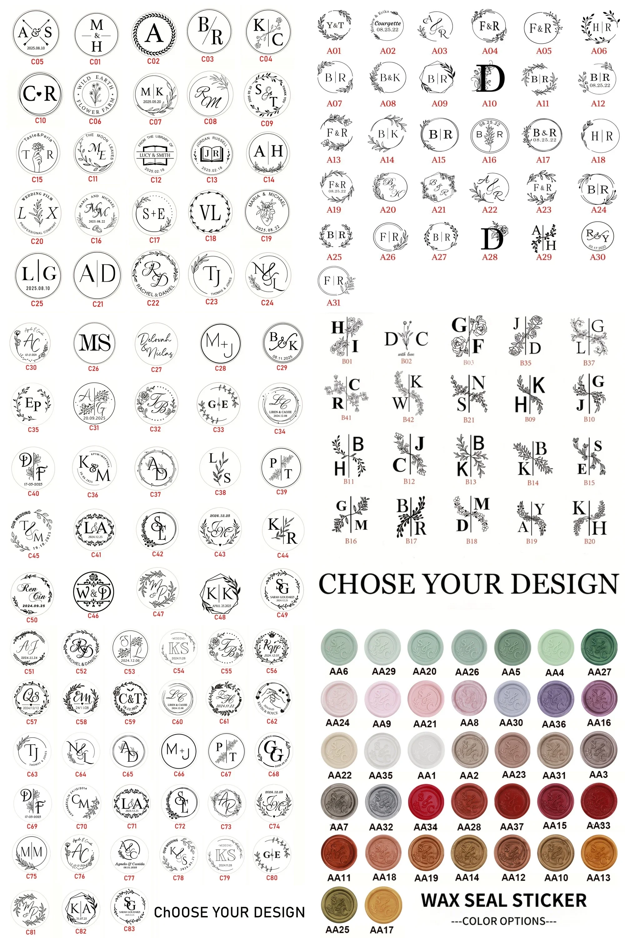 200PCS Custom Wax Seal Sticker, 37 Colors Wax Seals Self-Adhesive Backing, 3CM Personalized Monogram Self Adhesive Wax Seals
