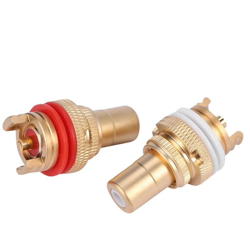 FULL-48Pcs Red+White RCA Female Socket Chassis High Quality RCA CMC Female Connector Phono Copper Plug Amp Hifi