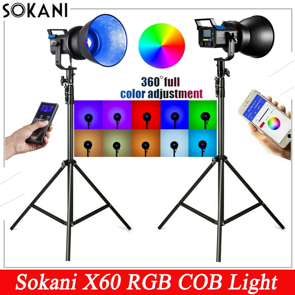 Sokani-Luz LED X60 RGB 2800K-10000K para estudio de vídeo, COB, luz continua, aplicación de Control remoto, iluminación de montaje Bowens para fotografía