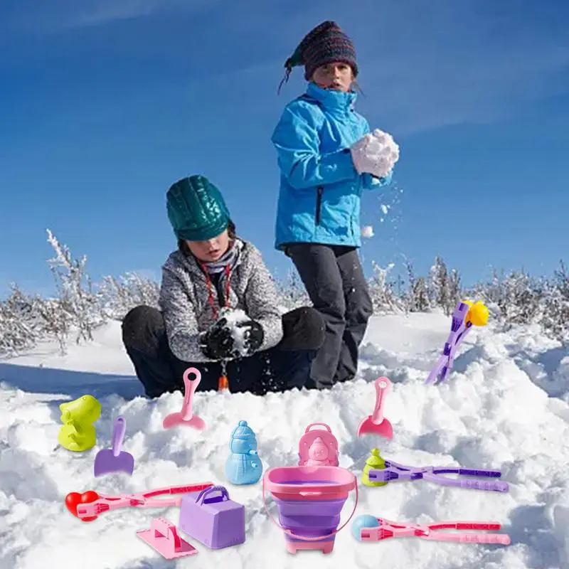 Snow Ball Maker For Kids 17X Cartoon Snow Ball Maker Clip Snow Ball Fight Clip Tools Outdoor Snow Game Toys Playing Snow For