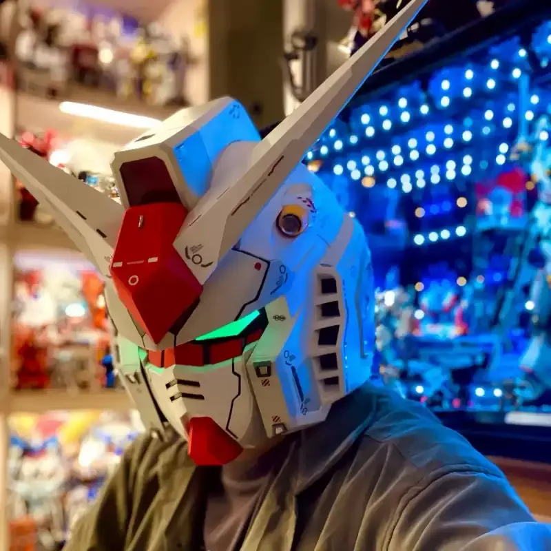 Anime Cosplay Mecha Helmet Ready Player One Style Wearable Luminous Mask Diy Full Head Armor Costume Prop Trendy Toy Fans Gift
