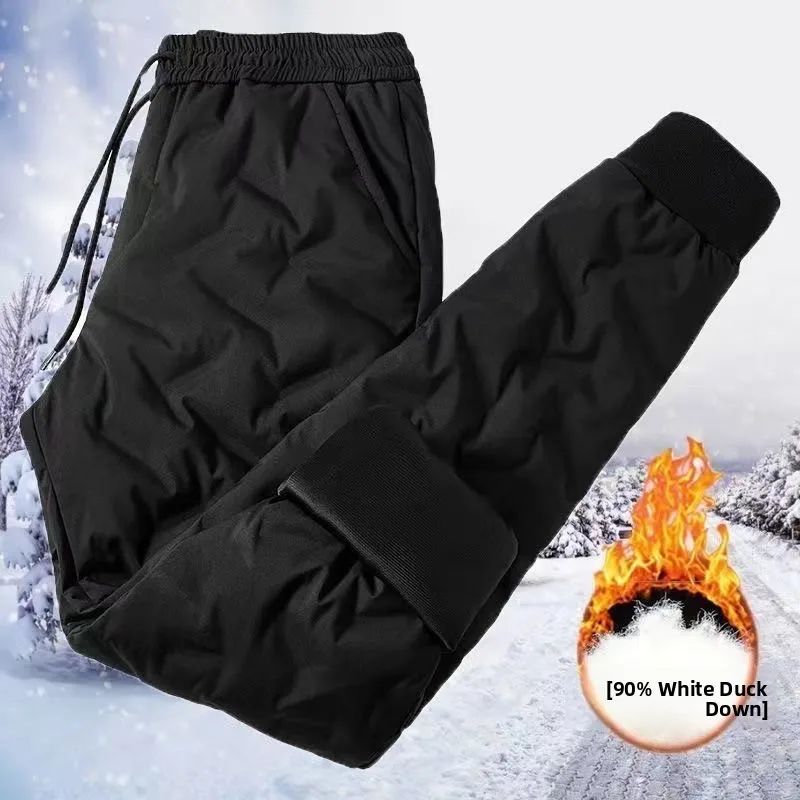 

Хлопковые брюки Thiened для мужчин, уличная одежда, брюки для сохранения тепла, молодежные повседневные длинные брюки чистого цвета