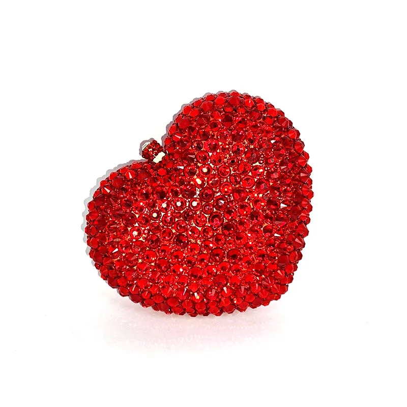 

Luxury Bridal wedding party purses women evening party diamonds heart shape full crystal clutches purses