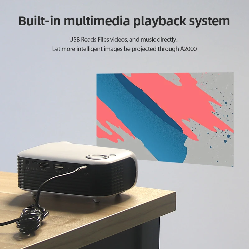 

Мини-проектор A2000, портативный домашний кинотеатр, 3D светодиодный видеопроектор, игровой лазерный проектор 4K 1080P с портом HD для Smart TV Box