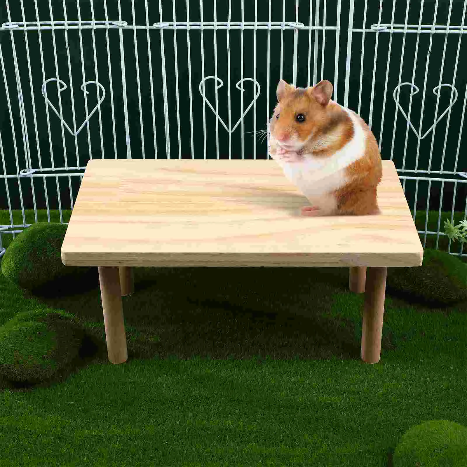 Plataforma de suporte de madeira para animais pequenos, mesa de madeira natural, brinquedos, gaiola, acessório para hamster, esquilo, gerbil, chinchila