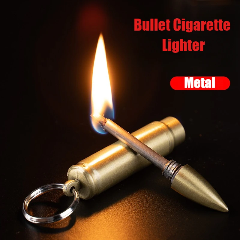 

Portable Metal Pointed Bullet Can Be Used 10000 Times Lighter Portable Pendants Keychains Kerosene Cigarette Lighters & Smoking