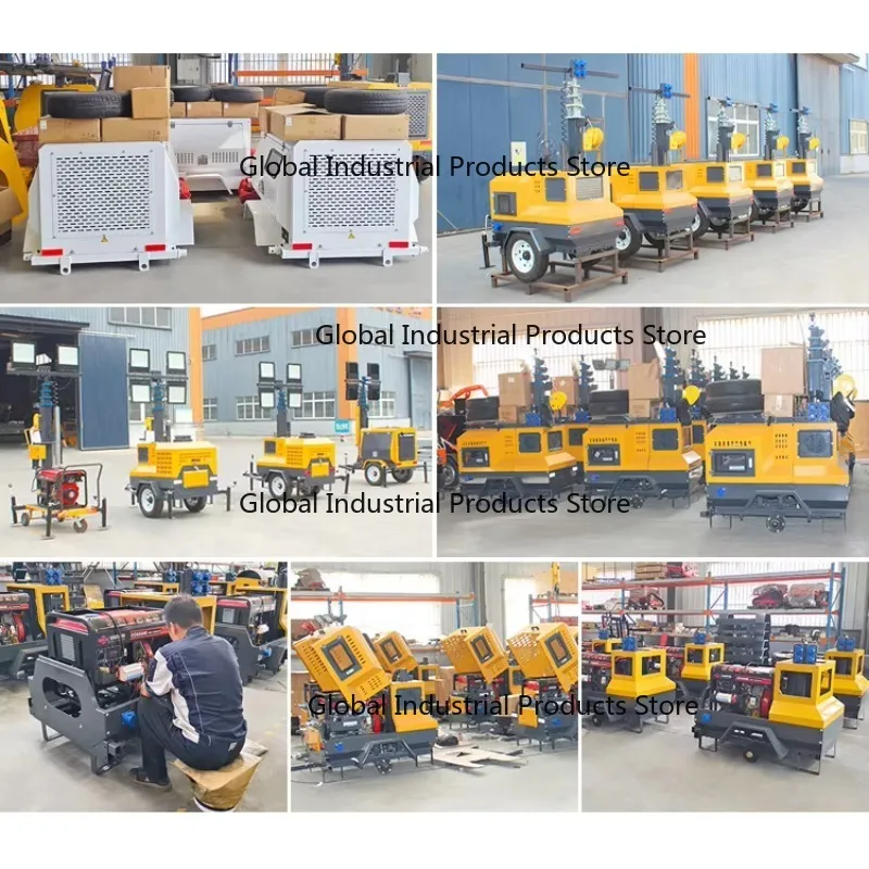 Mobile Light Tower for Trailers 5m 7M 9M Industrial Generator Lighting Hot Sale Outdoor Event Construction Site Lighting Solutio