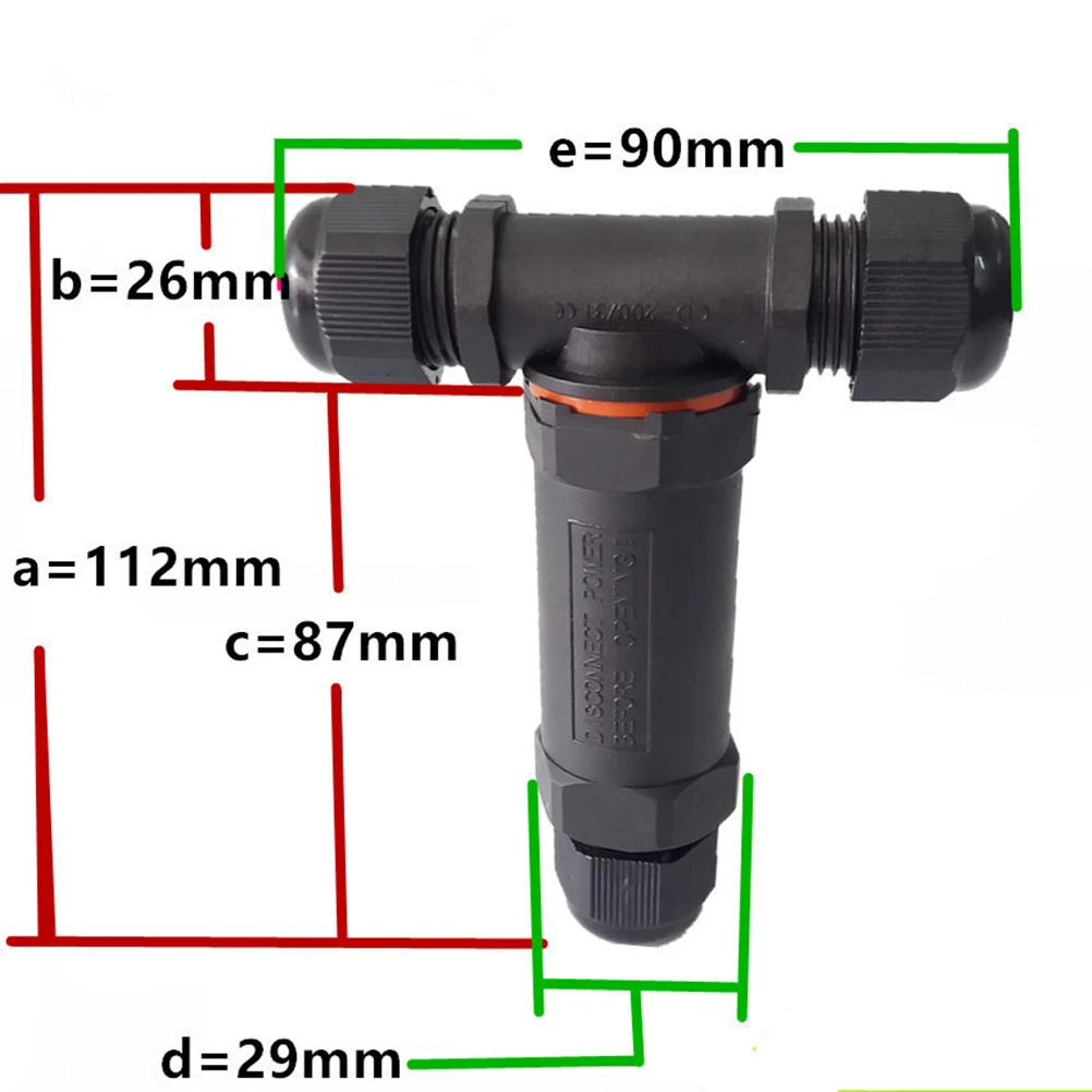 

3-Pole T Junction Coupler IP68 Waterproof Outdoor Cable Connector for LED Light Wiring Protection Cable Connector