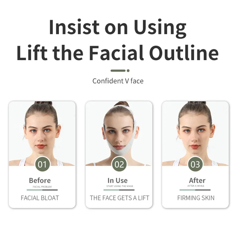 قناع على شكل حرف V لتشكيل ضمادة الخد يرفع الوجه قناع رقيق يقلل من الذقن المزدوجة قابل للتنفس على شكل حرف V مضاد للتجاعيد