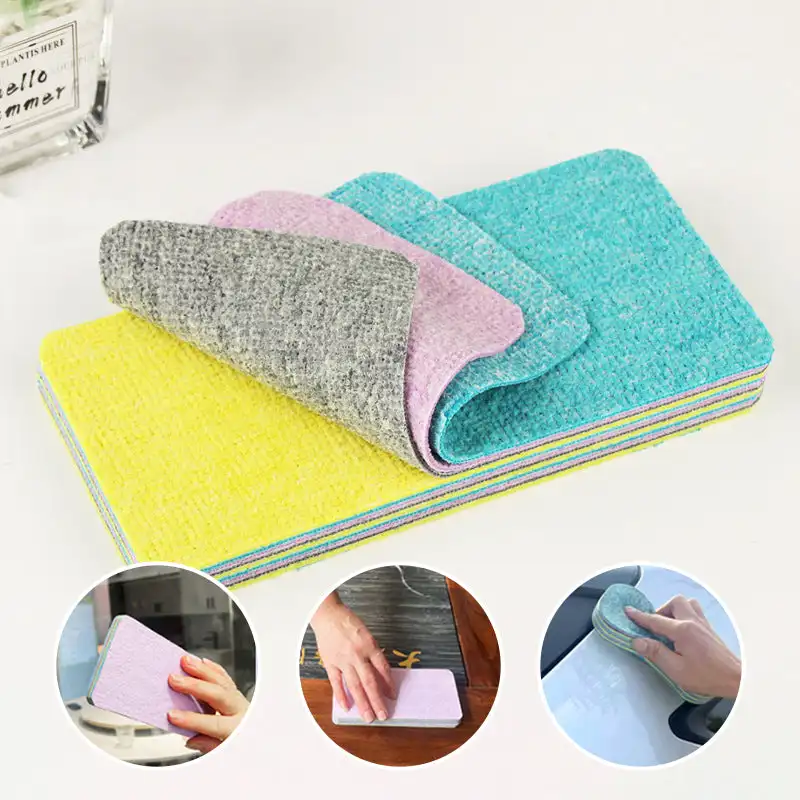 12-Layer Rainbow Color Fiber Tearable Water-Absorbing Rag Kitchen Utensils Goods Dishcloth Scouring Pad Towels  Car Cleaning