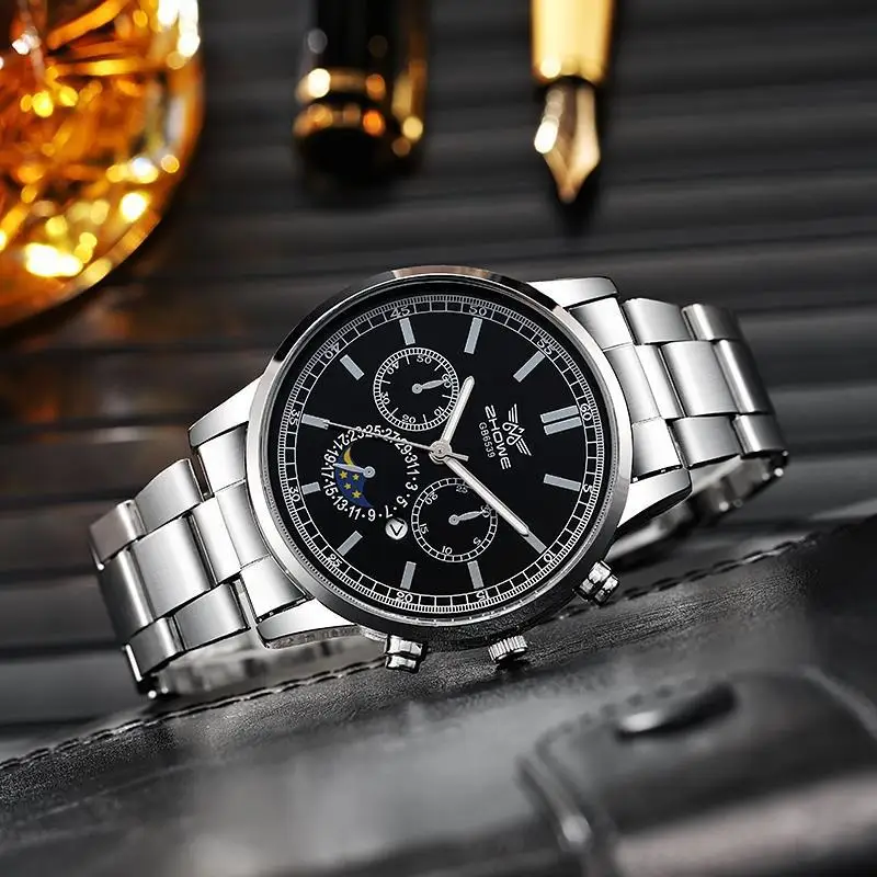 Watches Mens Luxury Brand Gold Watch Calendar With Stainless Steel Band Fashion Business Quartz Wristwatch Relogio Masculino