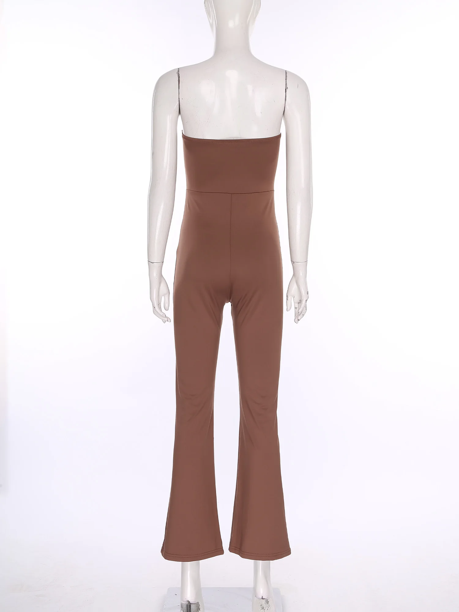 

Женский модный цельный комбинезон, длинные брюки, комбинезон без бретелек, комбинезоны без рукавов, широкие брюки с высокой талией, расклешенные брюки с подъемом бедер