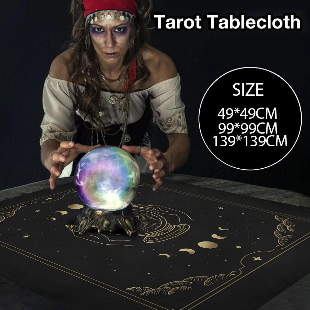 3 Size Velvet Tarot Tablecloth With Rune Moon Phase Altar Cloth Spiritual Oracle Cards Pads Witchcraft Astrology Pagan Supplies