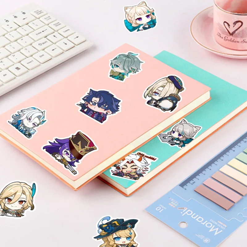 50 pezzi di gioco Genshin Impact Furina Raiden Shogun Kawaii adesivi regali