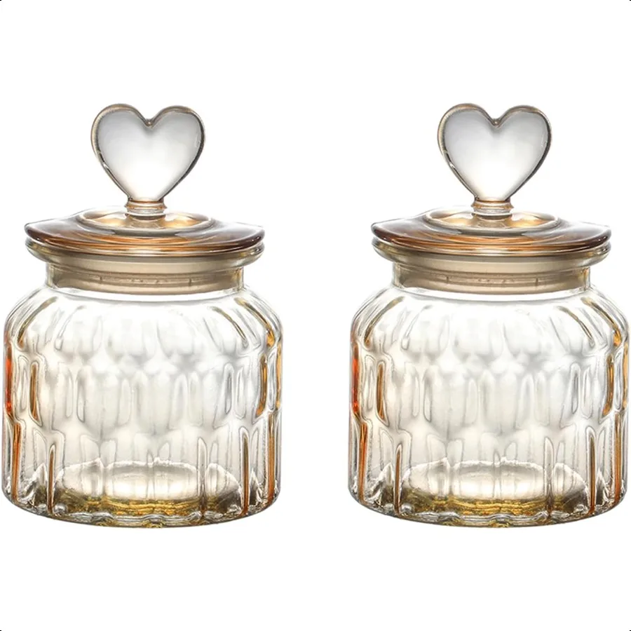 

Kitchen Glass Food Storage Containers with Lids 23oz Transparent Glass Canister Set with Airtight lids for Candy Nuts Oats Flou