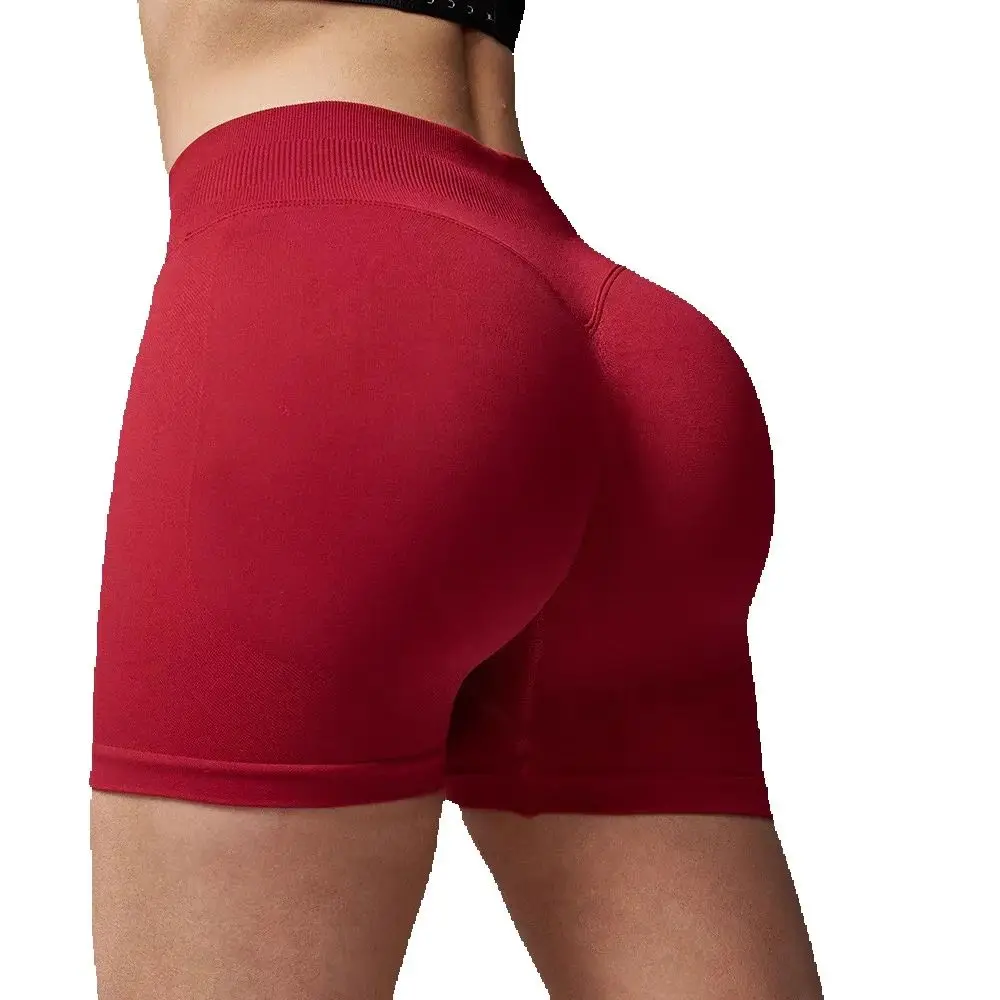 AliExpress NONE Women's High Waist Yoga Shorts Seamless Peach Hip Lifting Tight Fit for Running Cycling Shorts Hollow Gym Sports Shorts