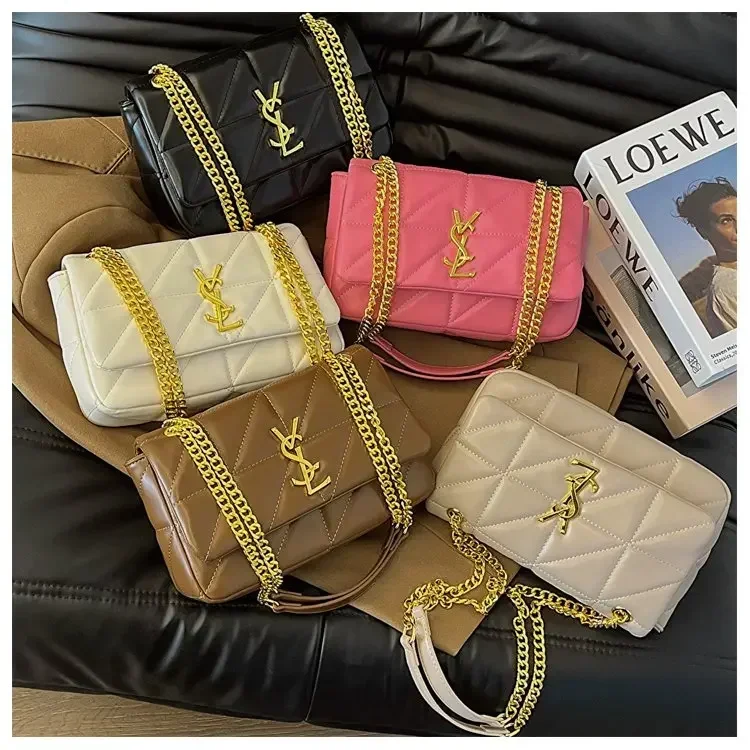 Premium 2025! Tas Selempang Modern dengan Rantai Berlian |   Tas Selempang Kotak Kecil Serbaguna Wanita Untuk Perjalanan