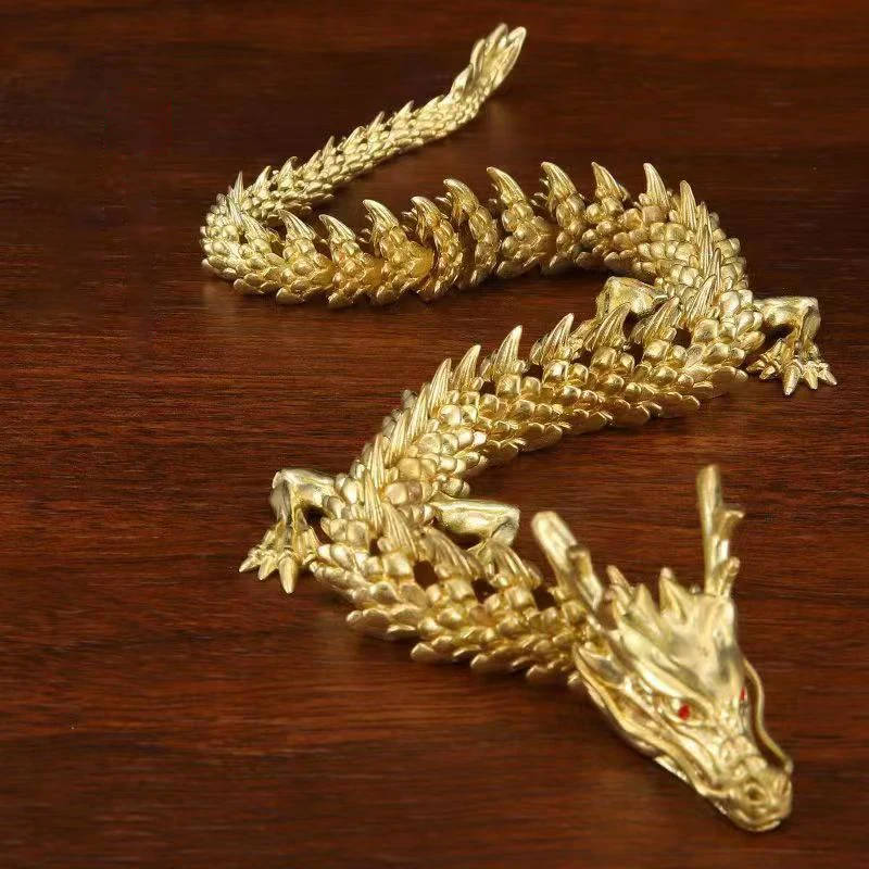 Brass Alloy Legendary Golden Dragon Statue Room Decor Figurines for Interior Decoration Desktop Ornament Copper Luxury Statue