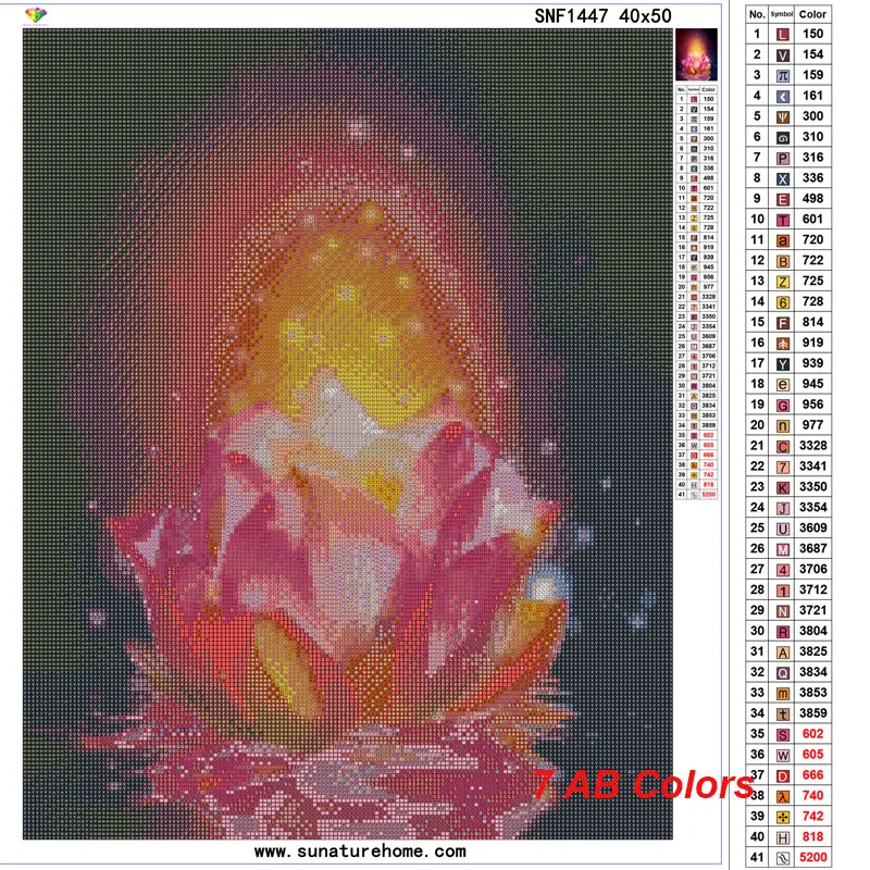 Sunature Full Diamond Painting 5D Diamond Kits AB Square Round Lotus Flowers Diamond Painting Art