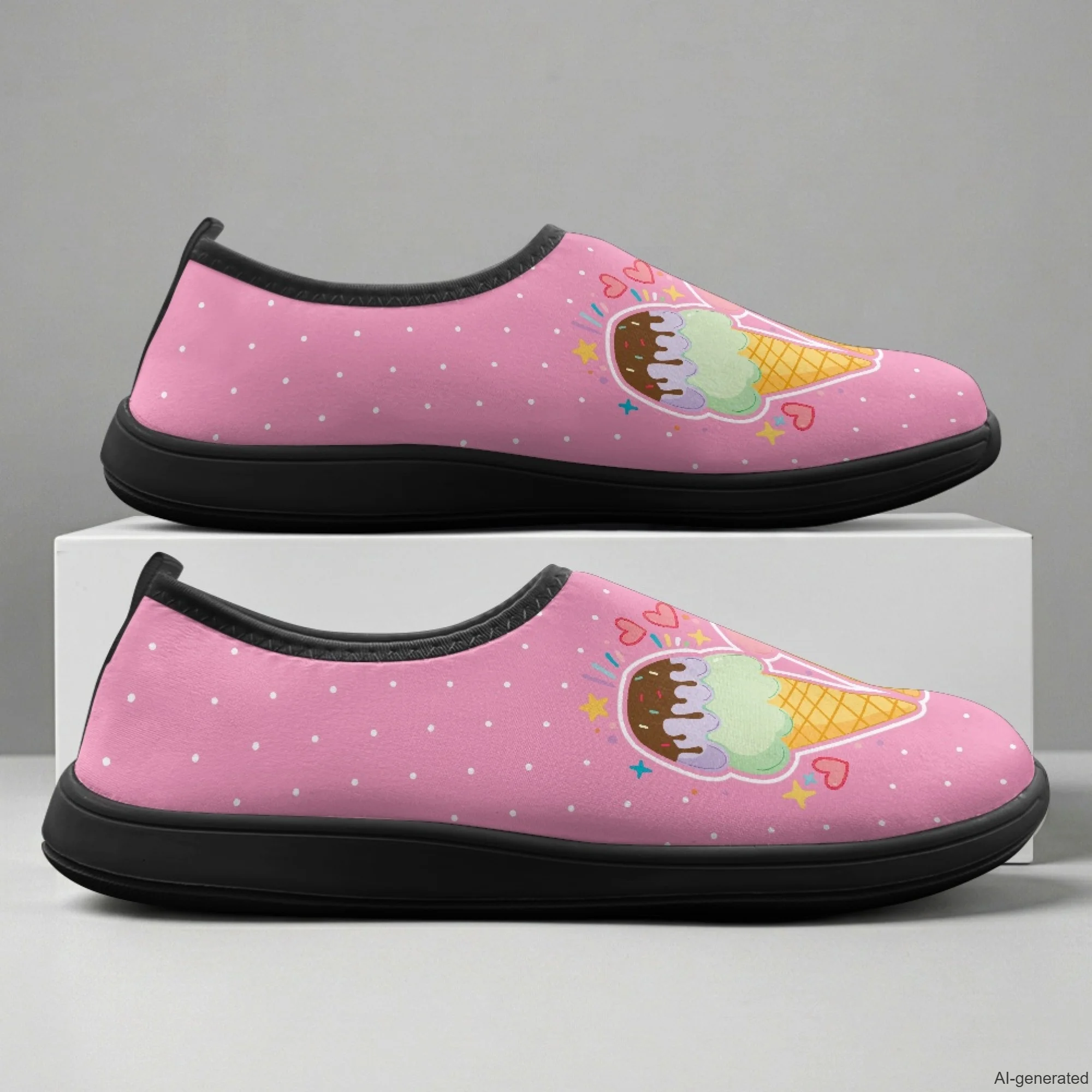 XIXIRIMIDO Running Shoes Slip-on Wide-toed Shoes Board Shoes Work Shoes Casual Shoe for Woman Male Nurse Shoes Ice Cream