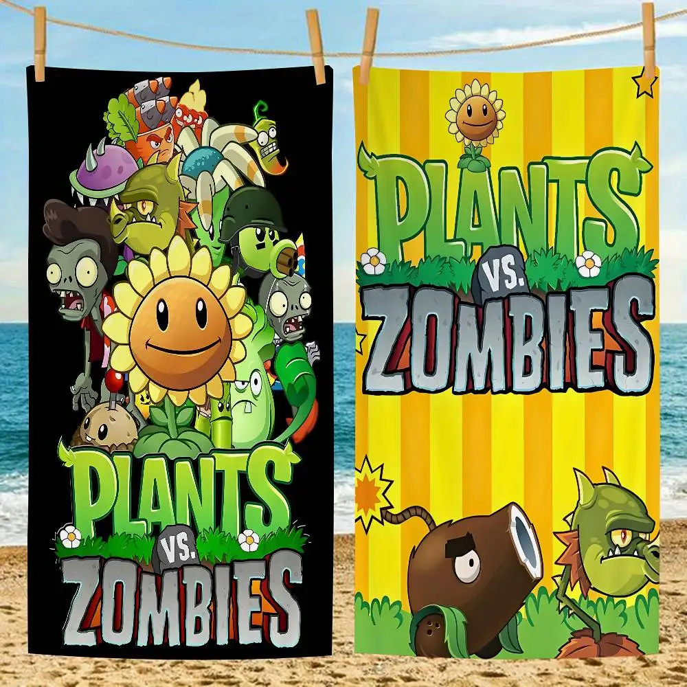 P-Plants vs Z-Zombies Anime Beach Swimming Towel Soft Absorbent Washcloth Children's Gifts for Kids Travel Camping Gym