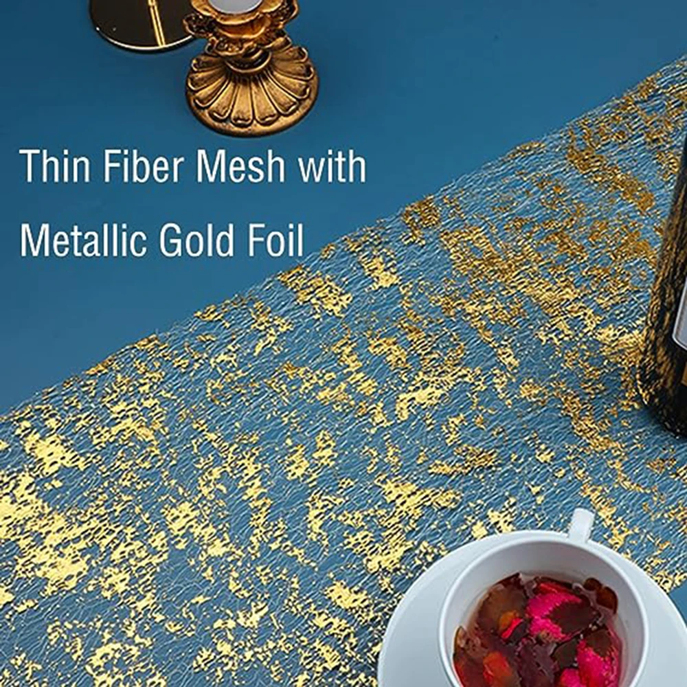 Metallic Gold Table Runner Wedding Birthday Party Christmas Table Decor Sequin Glitter Thin Mesh Roll Tablecloth Decor Supplies