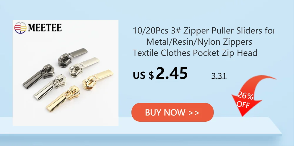 2/5pcs Meetee 3# Metal Zipper 40/50/60/70CM Open End Gold Teeth Zip for Sewing Bags Purse Down Jacket Skirt Clothing Accessories