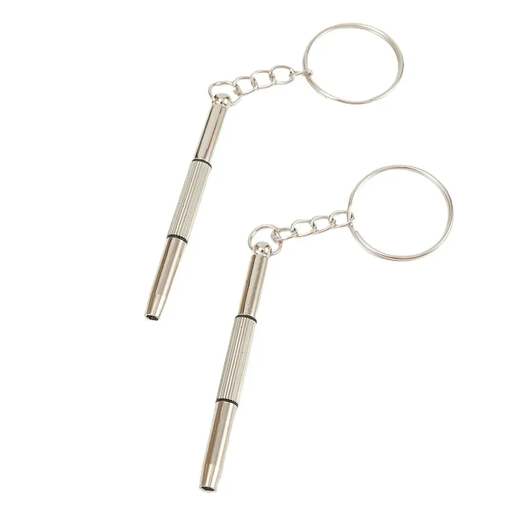 2PC Mini Screwdriver 3in1 Glasses Phone Watch 1.7/2.6mm Hex Slotted Screwdrivers Screw Repair Tool Keyring Keychain For Phillips
