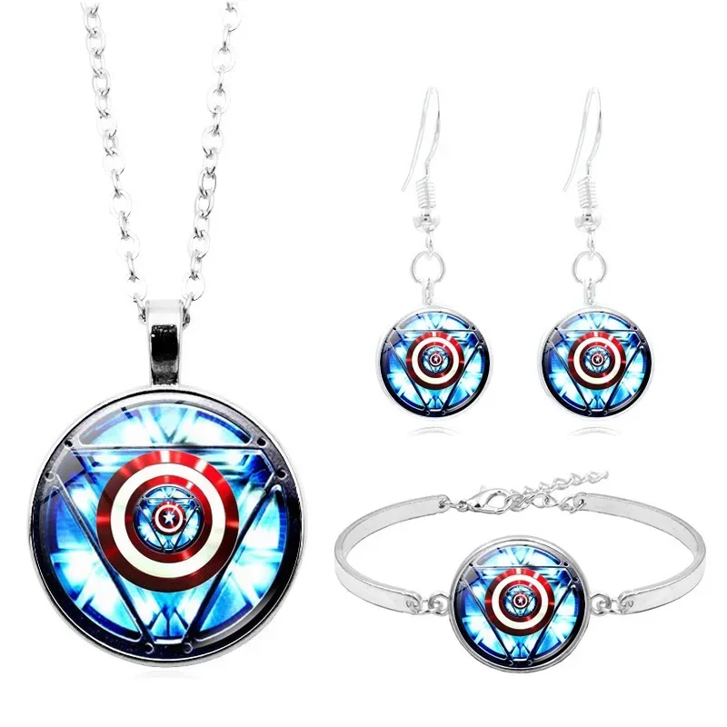 3 pz/set New Marvel Jewelry Set Cartoon Anime periferiche collana con ciondolo da donna moda bracciale in argento orecchini Set di gioielli