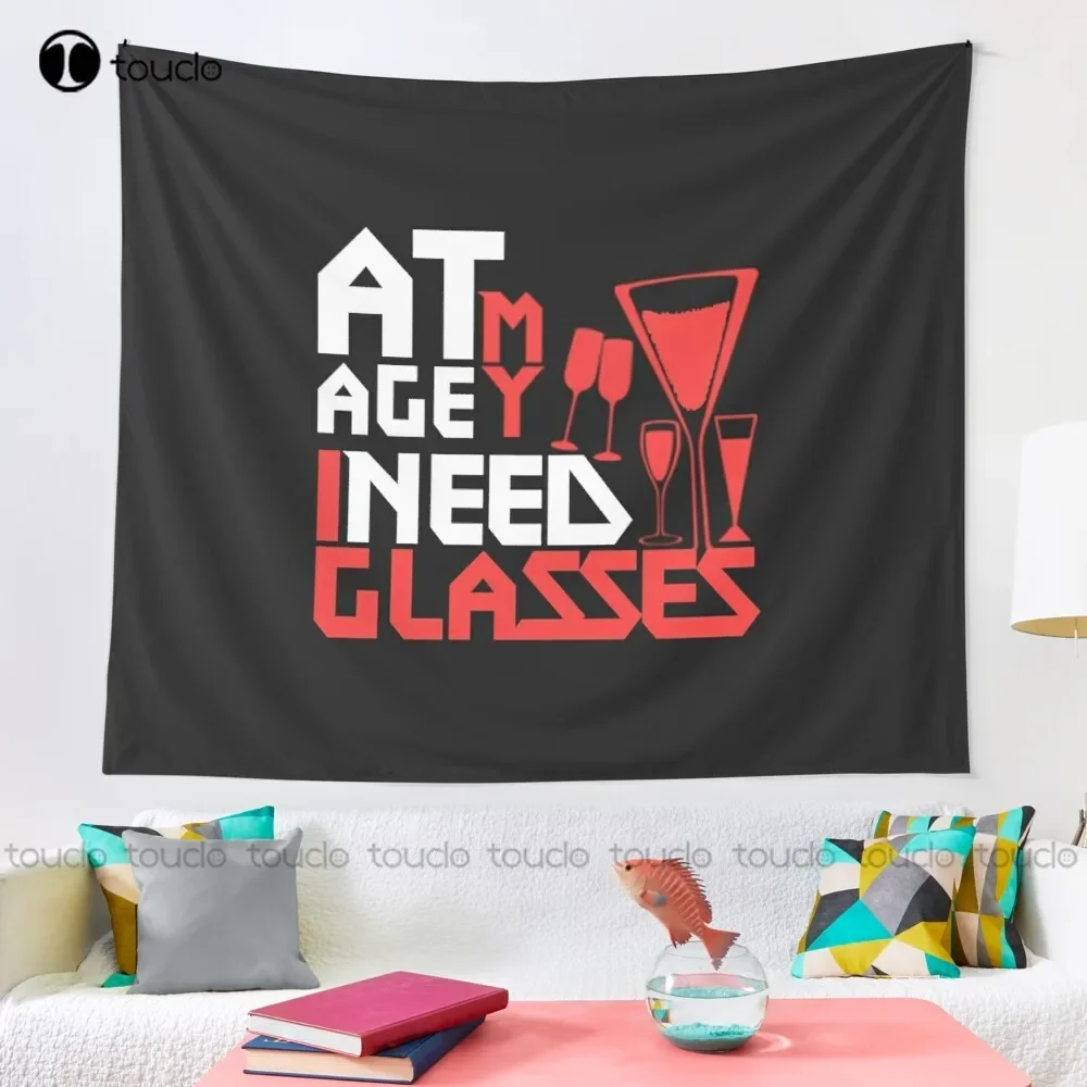 At My Age I Need Glasses T-Shirt Black Tapestry Meme Tapestry Tapestry Wall Hanging For Living Room Bedroom Dorm Room Home Decor