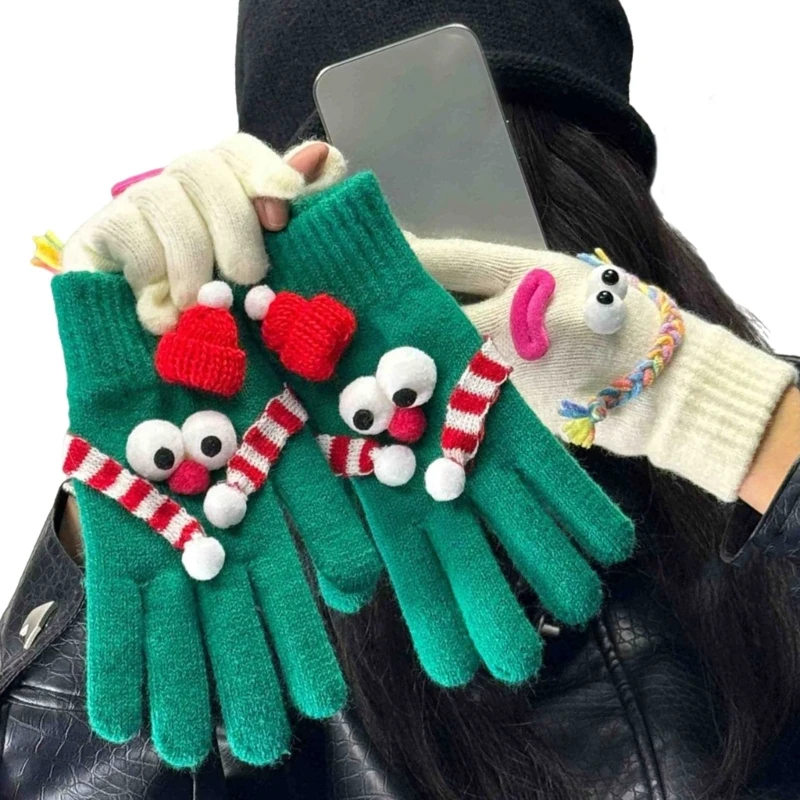 Screentouch Winter Gloves with Sausage Mouth Warm Windproof Hand Warmer Elastic Short Gloves for Office Student Wear