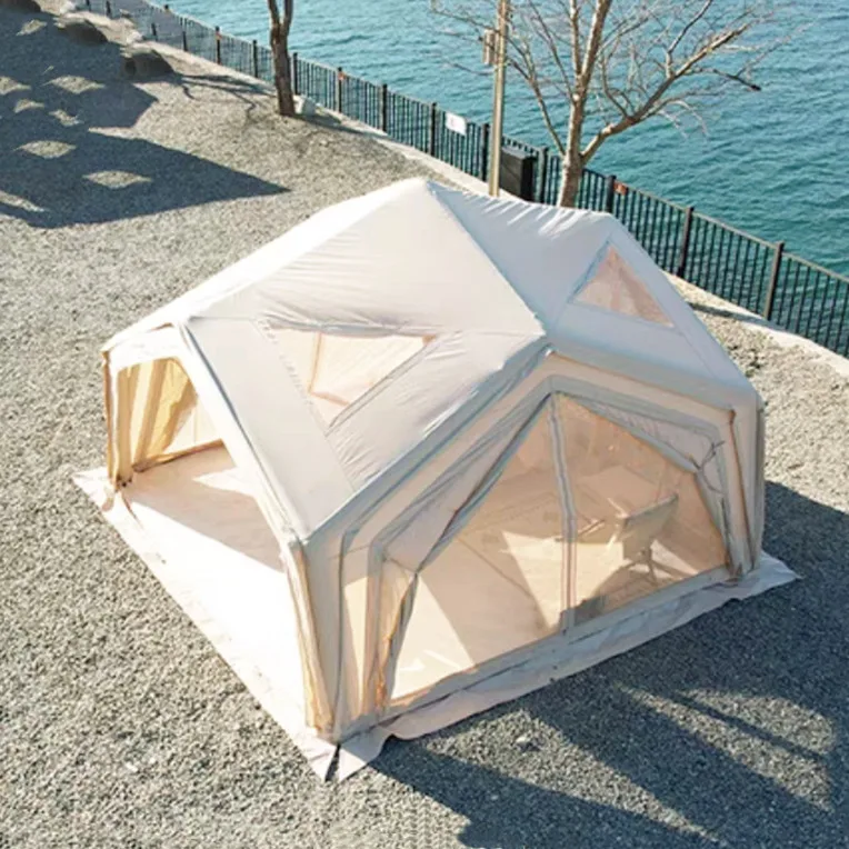 ST New Luxury Double Layer Four-Season Inflatable Camping Tent with PVC & Cotton One Bedroom Design for Dining Meetings