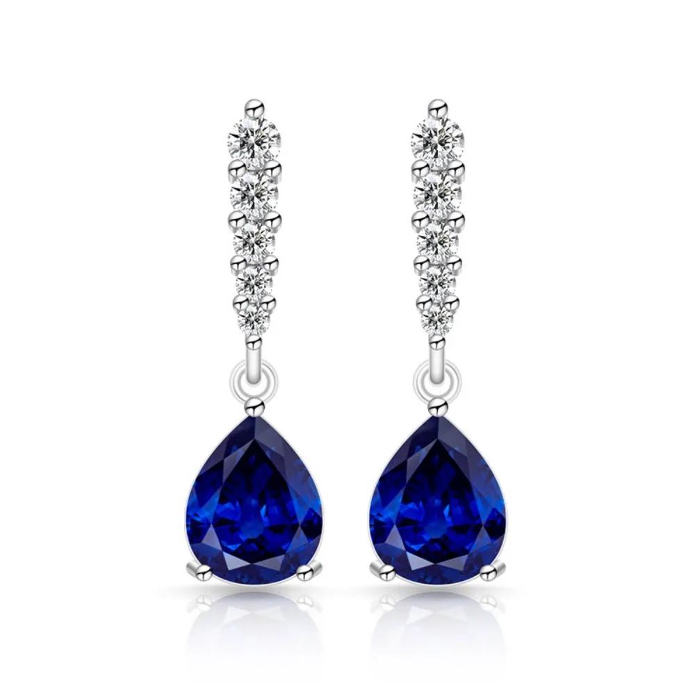 Copper Water Drop Earrings Luxury Finish Silver Color Fashion Jewelry Earrings Shining Design Light Weight Women's Earrings