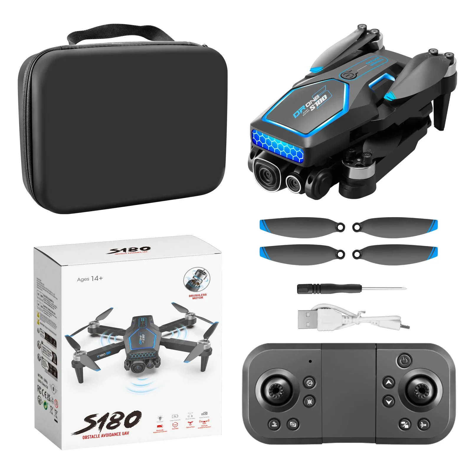 Drone RC profissional com câmera HD, brinquedos dobráveis Quadcopter, Evitar obstáculos, Dual Brushless Motor, GPS, WiFi, 5G, 8K, S180