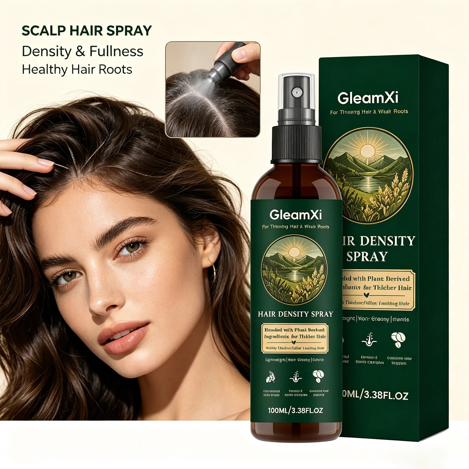 Rice Water Volume Hair Spray Lightweight Hydrating Volumizing Anti-Hair Loss Oil Control Anti Frizz-Free for Dry Frizzy Hair