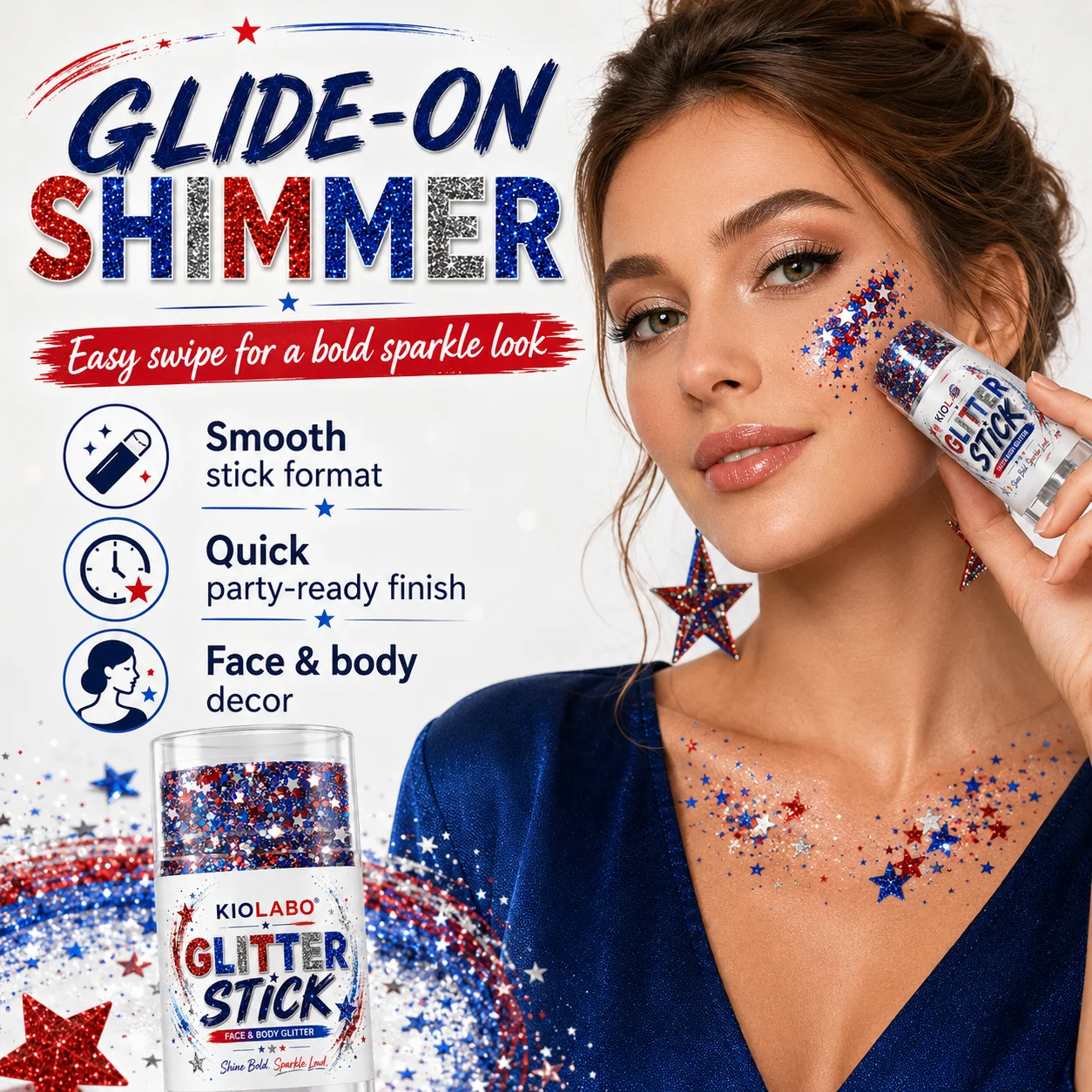 16g star sequins flash stick, multi-purpose flash gel makeup, suitable for facial hair body party, Halloween party