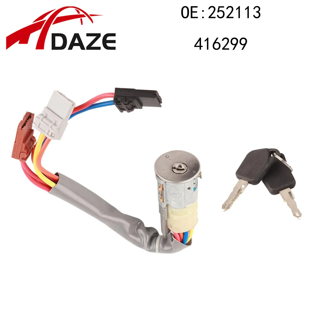 DAZE 252113 416299 Ignition Starter Switch Barrel Lock With 2 Keys For Peugeot 306