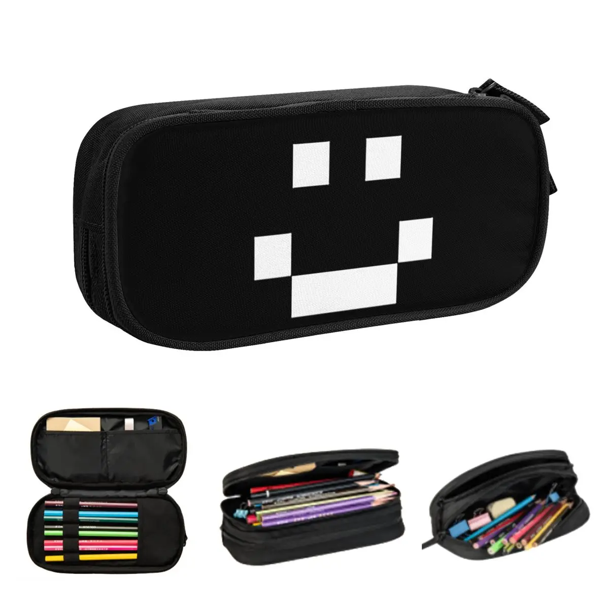 Quackity Merch Sorriso Logo Lápis Casos, Grande Capacidade Pen Bags, Pen Box, Lápis Pouch para Meninos e Meninas, Estudantes Papelaria, Escola