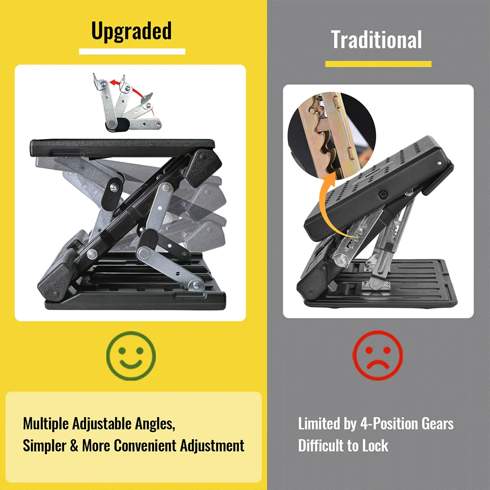 Ergonomic Adjustable Foot Rest for Under Desk Foldable Footrest with Removable Massage Beads Pad, Height & Angle Adjustable image 6