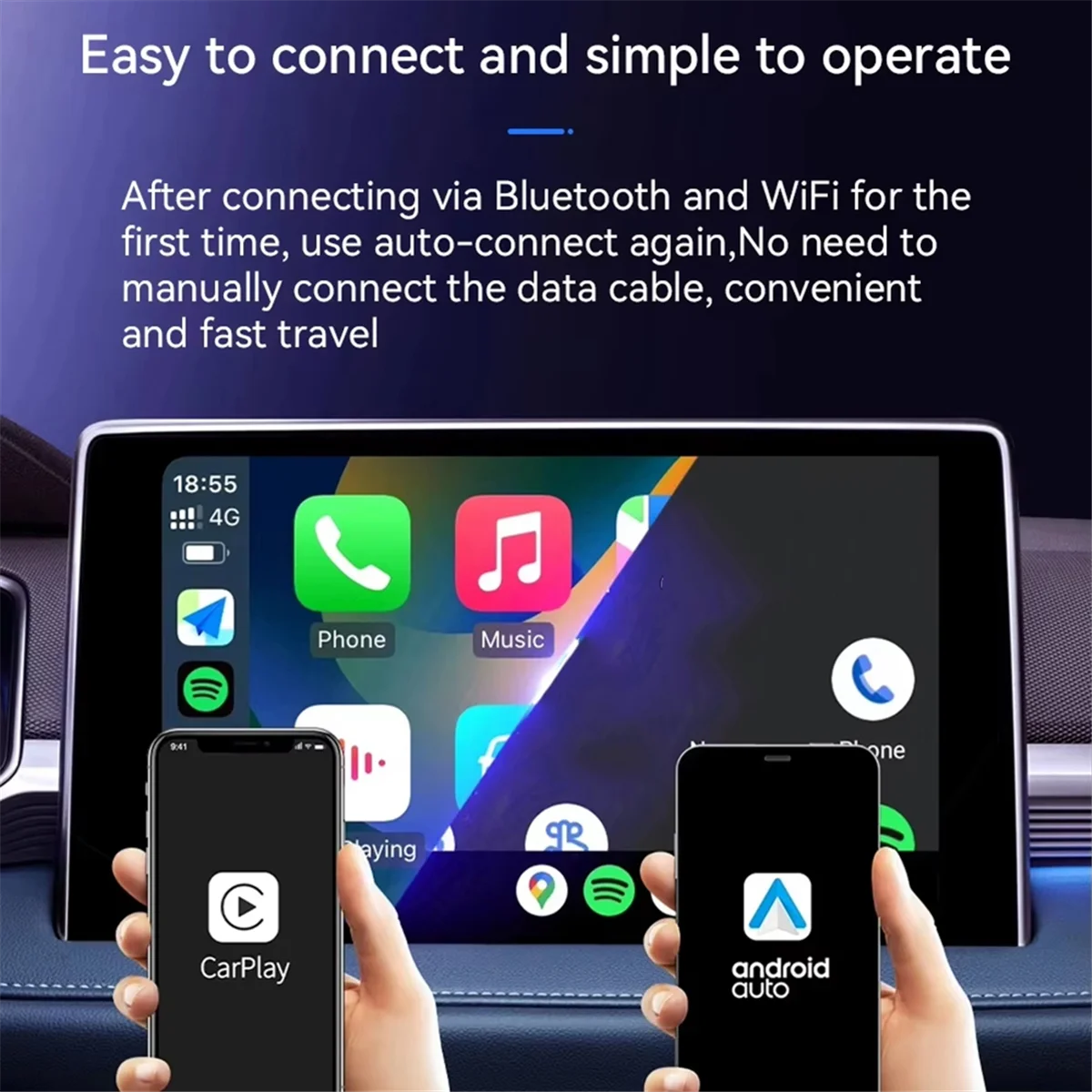 

New 2 in 1 Wireless Carplay Adapter for IOS/Android Auto Smart Box Plug and Play for