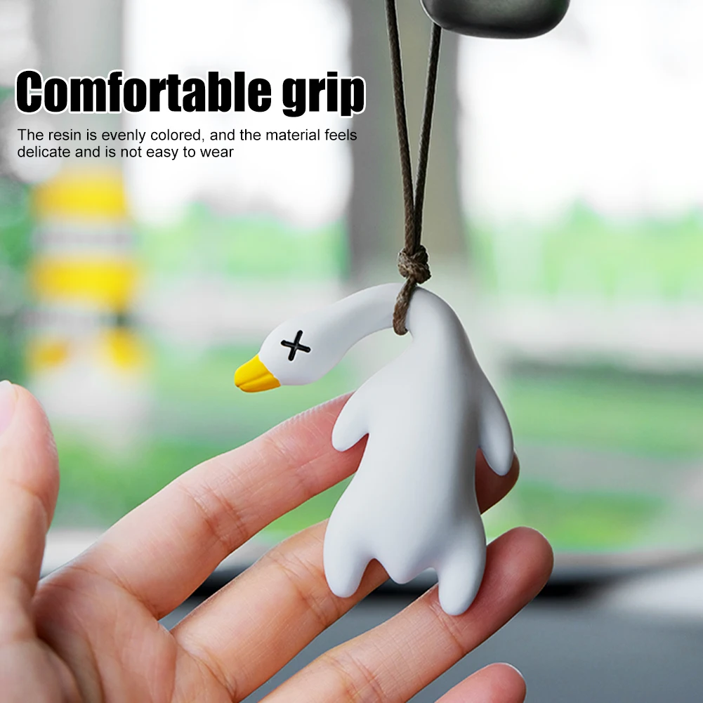 Car Hanging Pendant Rearview Mirror Decoration Cute Roasted Duck Car Mirror Ornaments For Women Girl Car Interior Accessories